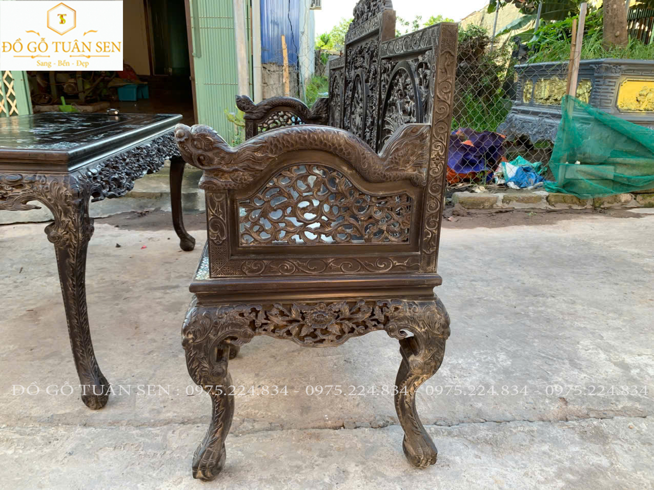 Hình ảnh Bộ trường kỷ huế gỗ gụ khảm ốc T45